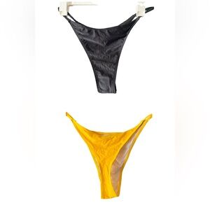 2 Pair NEW Black and Yellow Bikini Bottoms